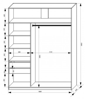 Шкаф-купе 1800 серии SOFT D1+D3+B2+PL1 (2 ящика+1штанга) профиль «Графит» в Когалыме - kogalym.ok-mebel.com | фото 3