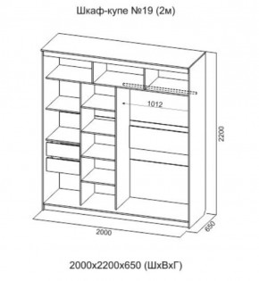 Шкаф-купе №19 Серия 3 Квадро (2000) Ясень Анкор светлый в Когалыме - kogalym.ok-mebel.com | фото 4