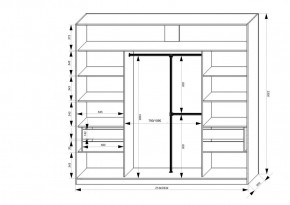 Шкаф-купе 2450 серии NEW CLASSIC K1+K1+K1+B22+PL4 (по 2 ящика лев/прав+F обр.штанга) профиль «Капучино» в Когалыме - kogalym.ok-mebel.com | фото 3