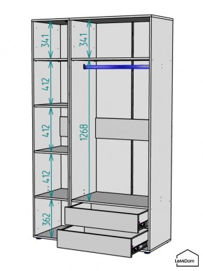 Шкаф Linnea MHR-3-2 2050х1200х510 (ДВ-М 11.1.25) в Когалыме - kogalym.ok-mebel.com | фото 3