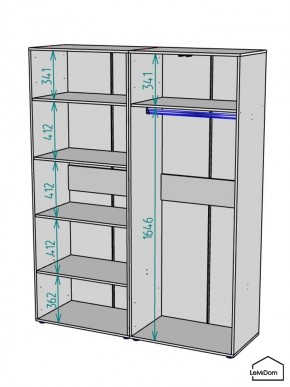 Шкаф Linnea MHR-4-1 2050х1600х510 (Белый-М 11.1.2) в Когалыме - kogalym.ok-mebel.com | фото 3