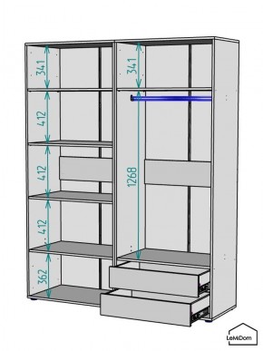 Шкаф Linnea MHR-4-2 2050х1600х510 (Графит-М 11.1.25) в Когалыме - kogalym.ok-mebel.com | фото 3