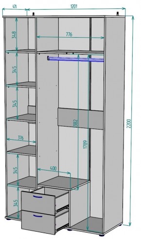 Шкаф Ольга H54 в Когалыме - kogalym.ok-mebel.com | фото 2