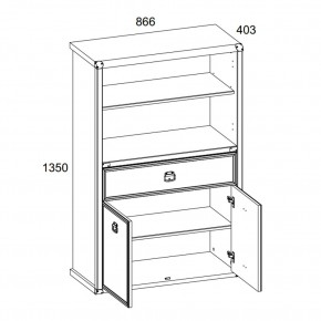 Шкаф открытый 2D1S, MAGELLAN, цвет Сосна винтаж в Когалыме - kogalym.ok-mebel.com | фото 3