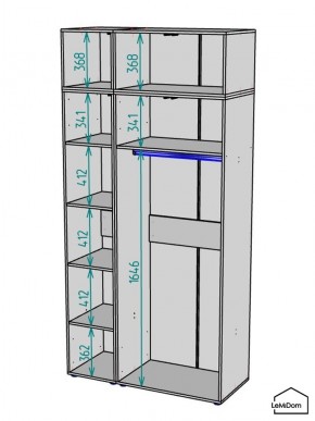 Шкаф с антресолью Linnea MHR-3A-1 2450х1200х510 (Графит-М 11.1.25) в Когалыме - kogalym.ok-mebel.com | фото 3