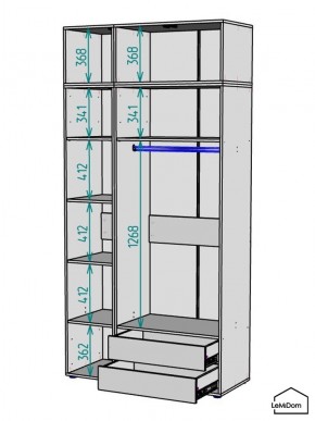 Шкаф с антресолью Linnea MHR-3A-2 2450х1200х510 (Графит-М 11.1.25) в Когалыме - kogalym.ok-mebel.com | фото 3