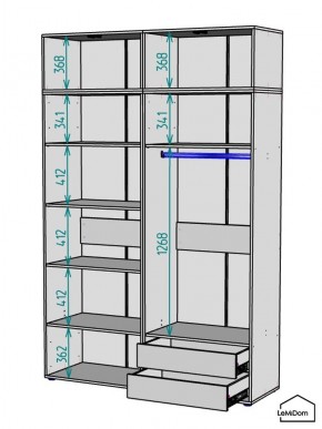 Шкаф с антресолью Linnea MHR-4A-2 2450х1600х510 (Белый-М 11.1.2) в Когалыме - kogalym.ok-mebel.com | фото 2