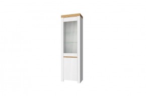 Шкаф с витриной  1V1D, TAURUS, цвет белый/дуб вотан в Когалыме - kogalym.ok-mebel.com | фото