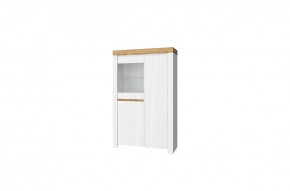 Шкаф с витриной 1V2D, TAURUS, цвет белый/дуб вотан в Когалыме - kogalym.ok-mebel.com | фото 1