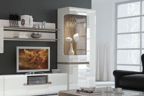 Шкаф с витриной 3D/TYP 01L, LINATE ,цвет белый/сонома трюфель в Когалыме - kogalym.ok-mebel.com | фото 6