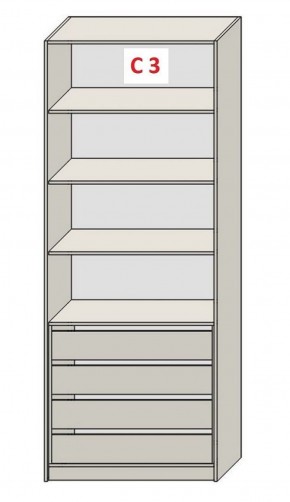 Шкаф СТАНДАРТ С3 4 ящика серия "ГЕСТИЯ" (Бело-серый/Дуб Небраска натуральный ) 800*520*2300 в Когалыме - kogalym.ok-mebel.com | фото 2