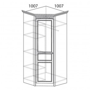 Шкаф угловой №183 "Лючия" Фасад зеркало (Угол 1007*1007) Дуб оксфорд в Когалыме - kogalym.ok-mebel.com | фото 2