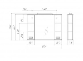 Шкаф-зеркало Cube 90 Эл. Домино (DC5012HZ) в Когалыме - kogalym.ok-mebel.com | фото 2