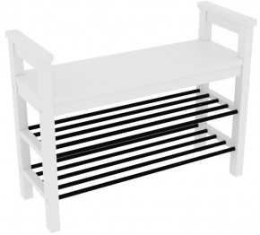 Скамья 85 Кантри для обуви, массив сосны, цвет белый в Когалыме - kogalym.ok-mebel.com | фото