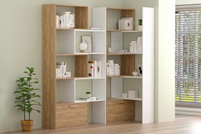 Стеллаж раздвижной (ЛДСП дуб крафт золотой/белый) в Когалыме - kogalym.ok-mebel.com | фото 2