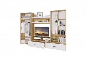 Стенка НЕНСИ 1 (Крафт золотой/Белый глянец) в Когалыме - kogalym.ok-mebel.com | фото 2