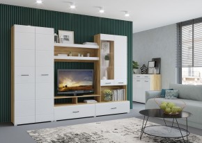 Стенка НЕНСИ 1 (Крафт золотой/Белый глянец) в Когалыме - kogalym.ok-mebel.com | фото 3