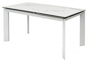 Стол CREMONA 140 HIGH GLOSS STATUARIO Белый мрамор глянцевый, керамика/ белый каркас, ®DISAUR в Когалыме - kogalym.ok-mebel.com | фото