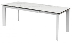 Стол CREMONA 140 HIGH GLOSS STATUARIO Белый мрамор глянцевый, керамика/ белый каркас, ®DISAUR в Когалыме - kogalym.ok-mebel.com | фото 4