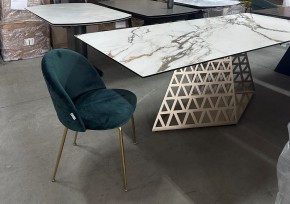 Стол ENNA 220 KL-188 Контрастный мрамор матовый, итальянская керамика/ каркас цвета шампань, ®DISAUR в Когалыме - kogalym.ok-mebel.com | фото 8