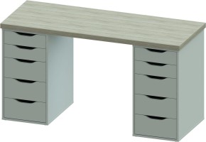 Стол письменный Ингар 2/55 140x75x55, дуб беленый/белый в Когалыме - kogalym.ok-mebel.com | фото 2