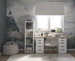 Стол письменный Ингар 2/55 140x75x55, дуб беленый/белый в Когалыме - kogalym.ok-mebel.com | фото 4