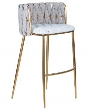 Стул барный DOBRIN EMMA GOLD, белый PU (T-01), белая ткань (F-49) в Когалыме - kogalym.ok-mebel.com | фото 2