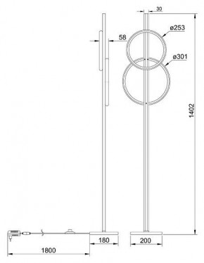 Торшер Arte Lamp Fluido A3913PN-24BK в Когалыме - kogalym.ok-mebel.com | фото 2