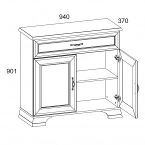 Тумба 2D1S, TIFFANY, цвет вудлайн кремовый в Когалыме - kogalym.ok-mebel.com | фото 3