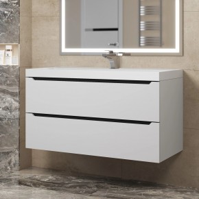 Тумба под раковину Uperwood Tanos 100 см, подвесная, белая/графит в Когалыме - kogalym.ok-mebel.com | фото