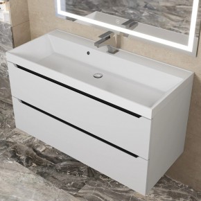 Тумба под раковину Uperwood Tanos 100 см, подвесная, белая/графит в Когалыме - kogalym.ok-mebel.com | фото 10