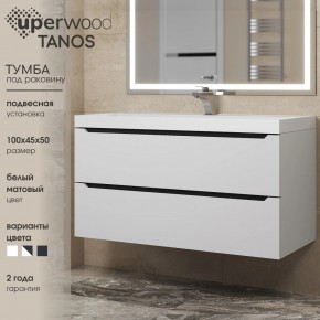 Тумба под раковину Uperwood Tanos 100 см, подвесная, белая/графит в Когалыме - kogalym.ok-mebel.com | фото 3