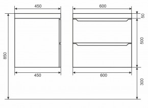 Тумба под раковину Uperwood Tanos 60 см, подвесная, белая/графит в Когалыме - kogalym.ok-mebel.com | фото 6