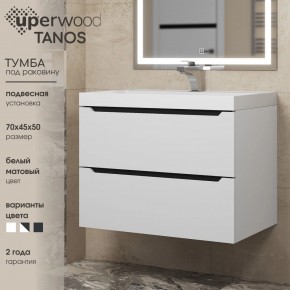 Тумба под раковину Uperwood Tanos 70 см, подвесная, белая/графит в Когалыме - kogalym.ok-mebel.com | фото 3
