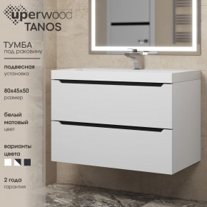 Тумба под раковину Uperwood Tanos 80 см, подвесная, белая/графит в Когалыме - kogalym.ok-mebel.com | фото 3