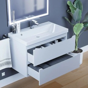 Тумба под раковину Uperwood Tanos 80 см, подвесная, белая матовая в Когалыме - kogalym.ok-mebel.com | фото 2