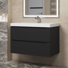 Тумба под раковину Uperwood Tanos 80 см, подвесная, черная матовая в Когалыме - kogalym.ok-mebel.com | фото