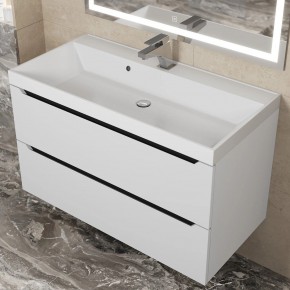 Тумба под раковину Uperwood Tanos 90 см, подвесная, белая/графит в Когалыме - kogalym.ok-mebel.com | фото 9