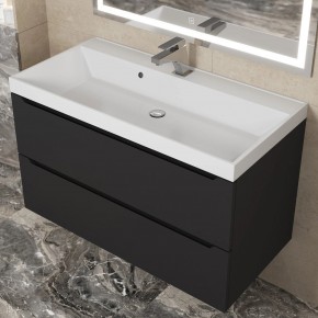 Тумба под раковину Uperwood Tanos 90 см, подвесная, черная матовая в Когалыме - kogalym.ok-mebel.com | фото 11