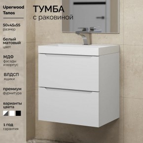 Тумба с раковиной Uperwood Tanos 50 см, подвесная, белая матовая в Когалыме - kogalym.ok-mebel.com | фото 5